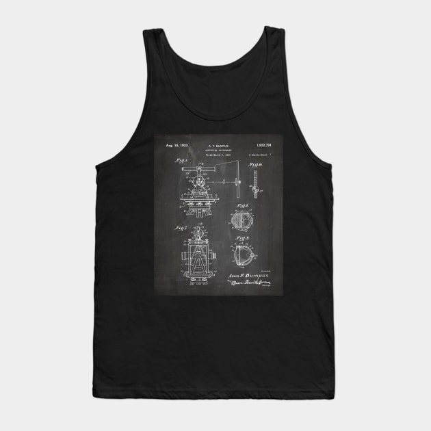 Surveying Patent - Surveyor Construction Builder Art - Black Chalkboard Tank Top by patentpress